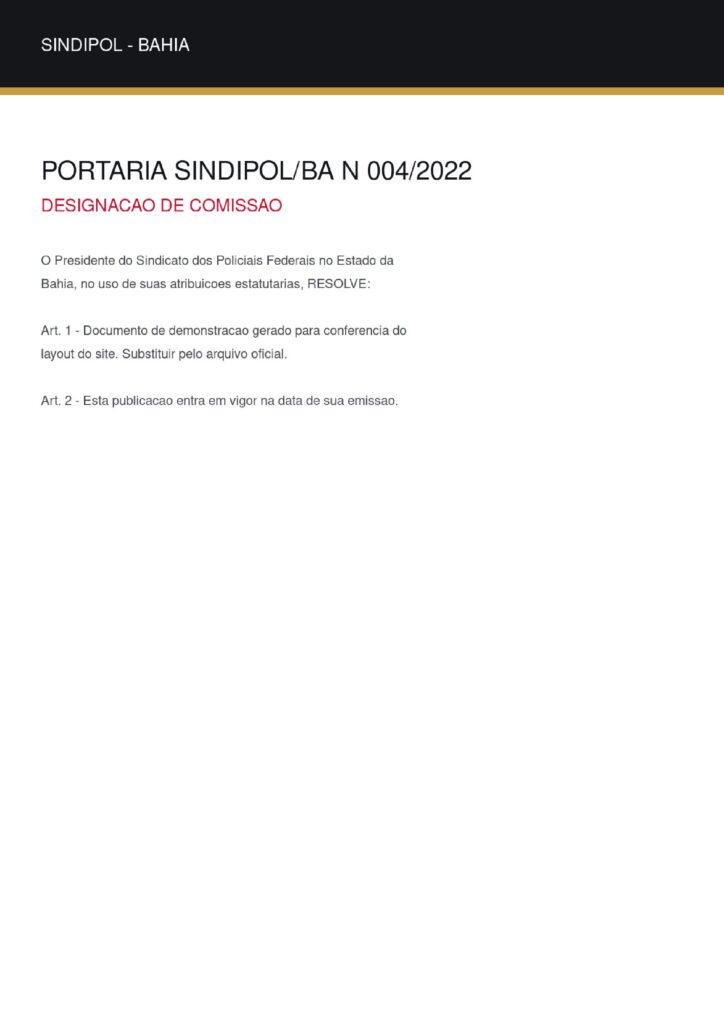 Primeira página do documento